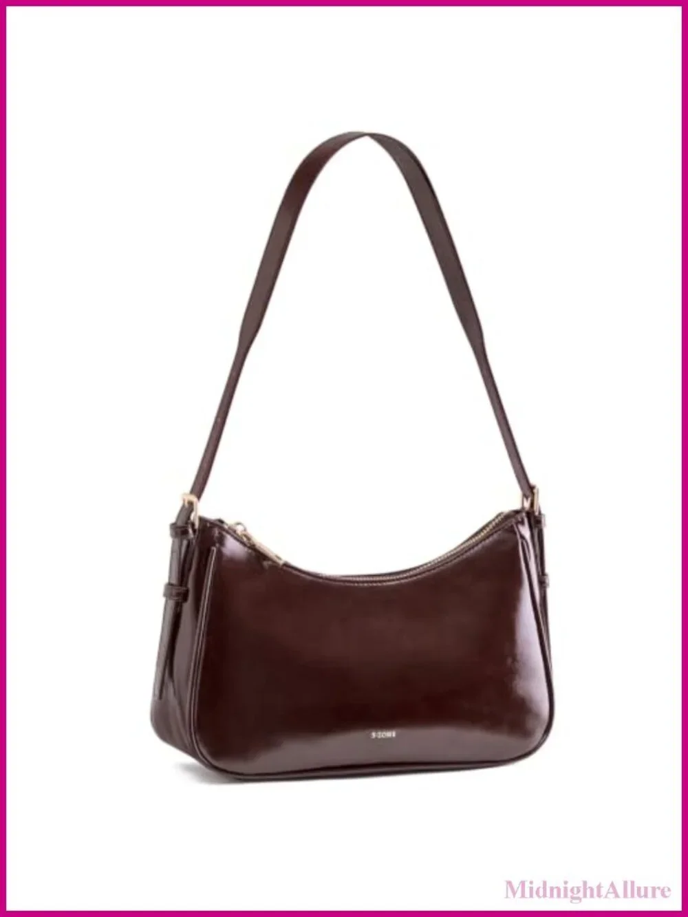 S-ZONE Patent Vegan Leather Hobo Shoulder Bag Small Adjustable Purse